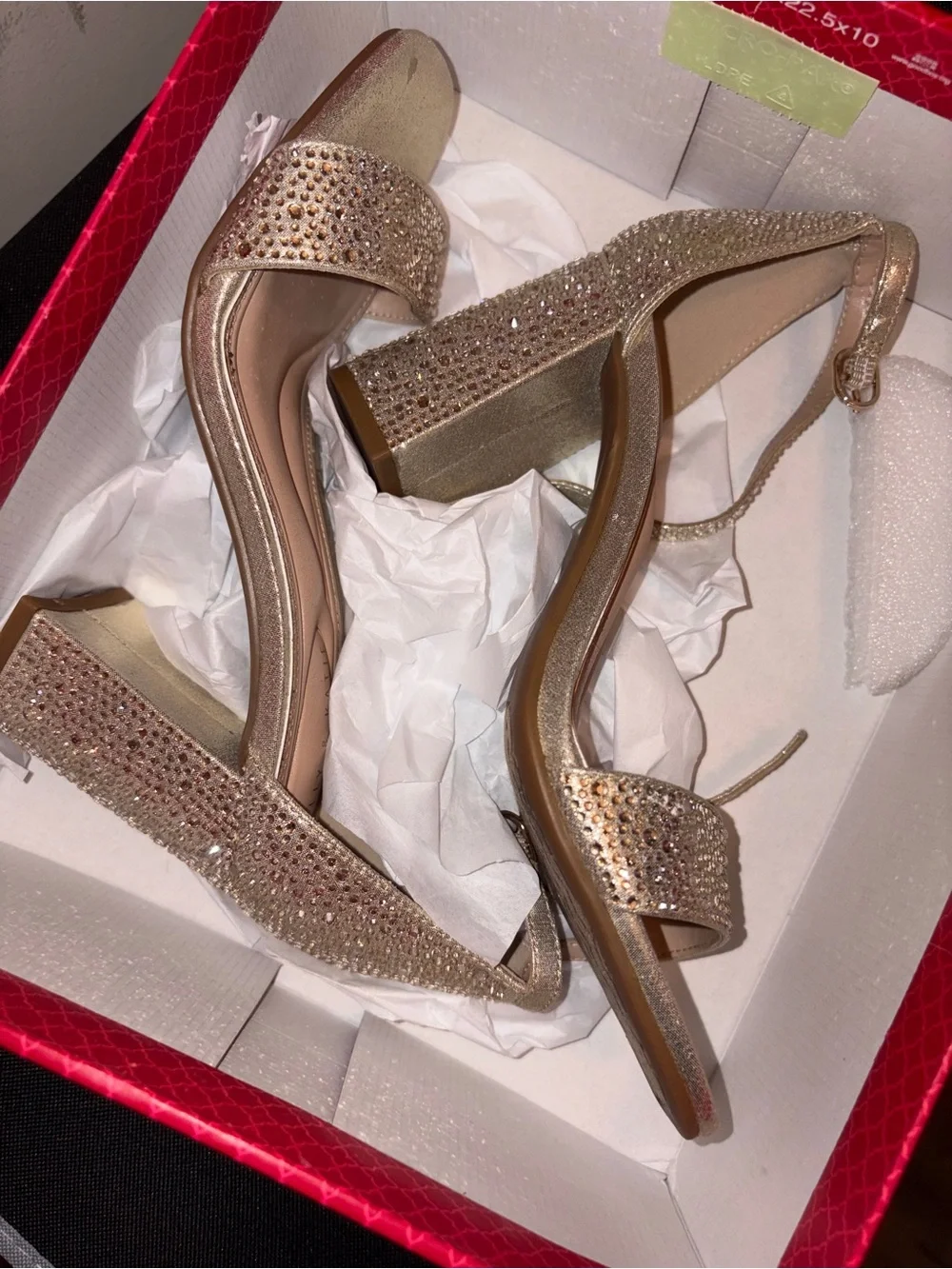 Kelly & Katie Rose Gold Crystal Block Heel Sandals